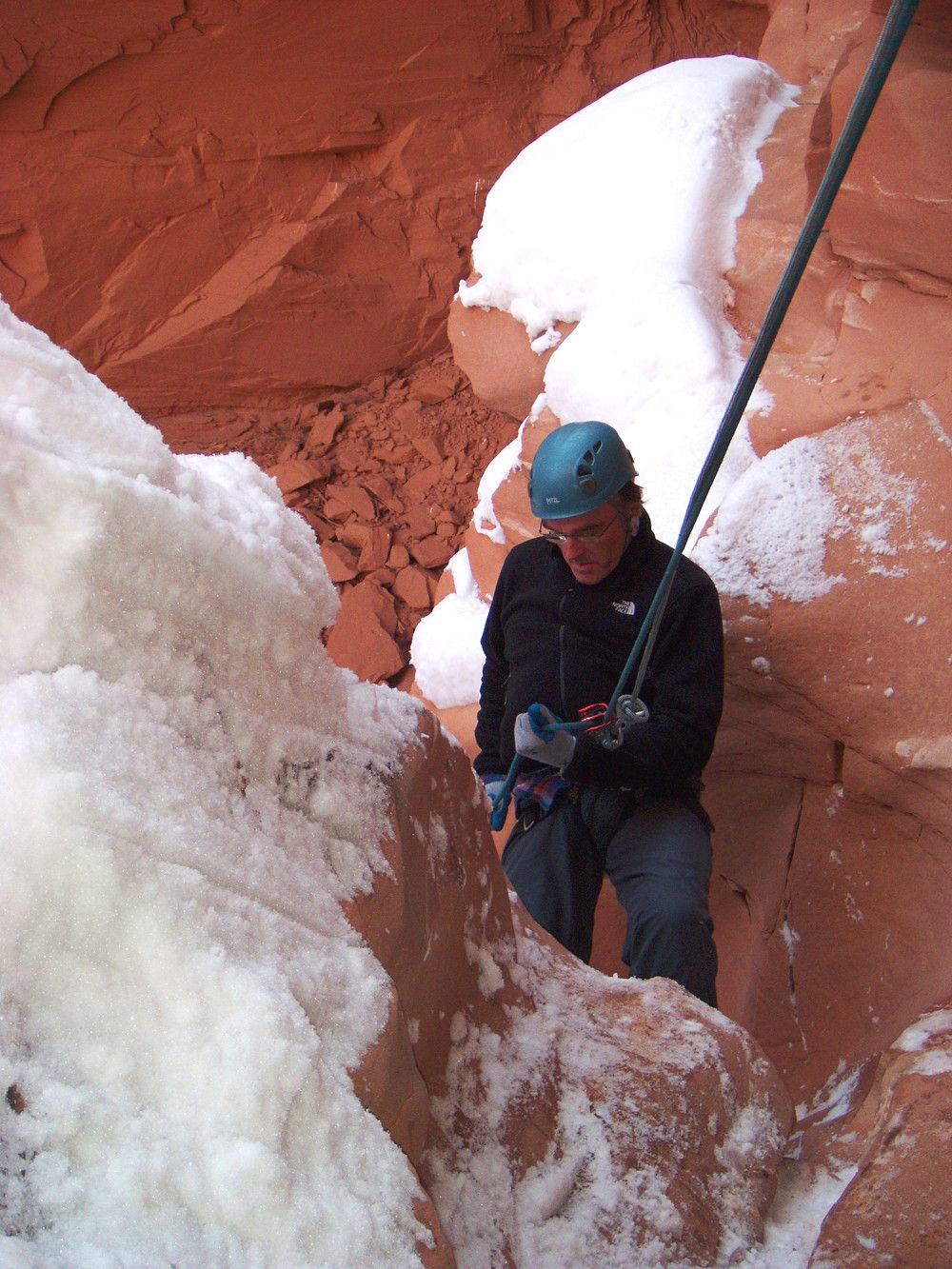 Danny Boyle doing his first-ever rappel